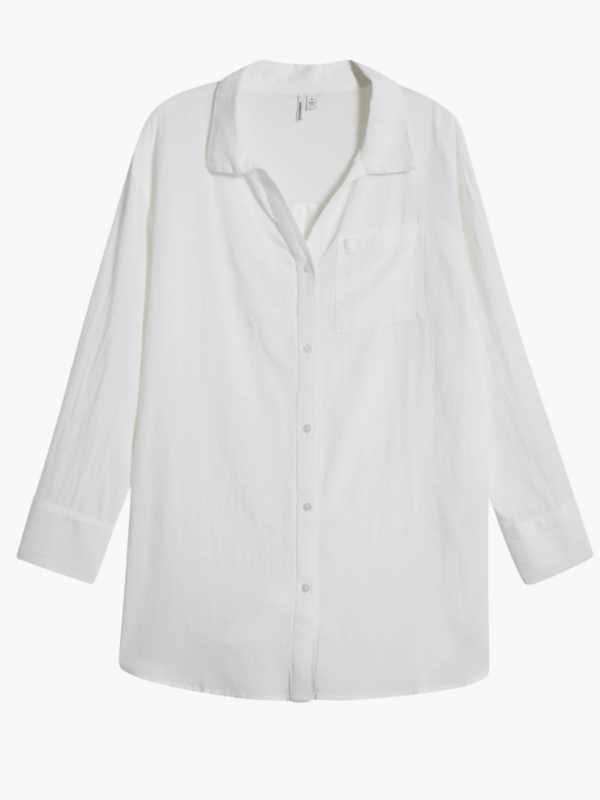 white Oversized Cover-Up Shirt