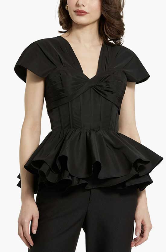 black Bustier Peplum Top