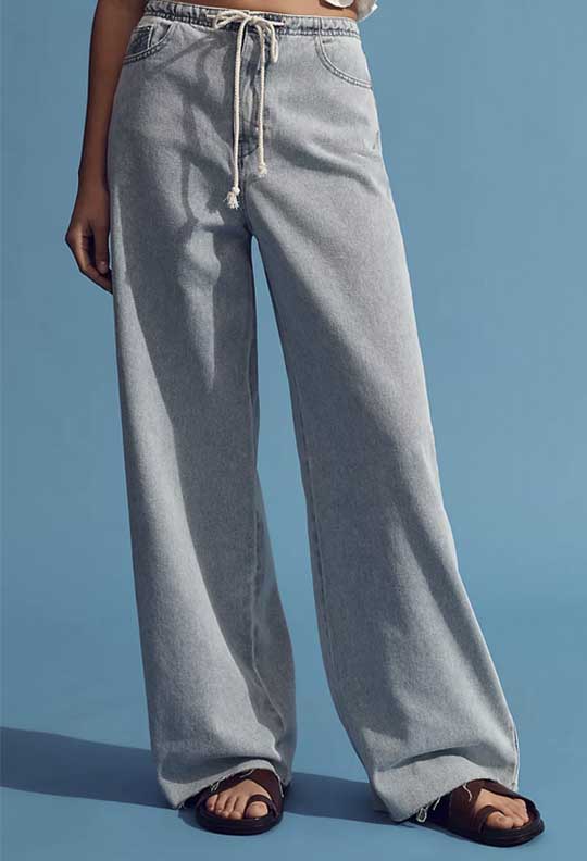 Unpublished Reece Drawstring High-Rise Wide-Leg Jeans