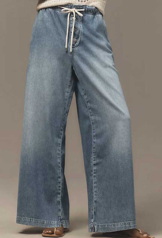 Pilcro Drawstring Pull-On Wide-Leg Jeans