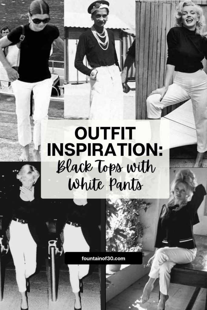Discover timeless summer style inspiration! See how fashion icons styled the classic black top with white pants look. 