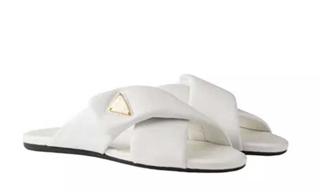 white Padded Nappa Leather Slides marshmallow trend
