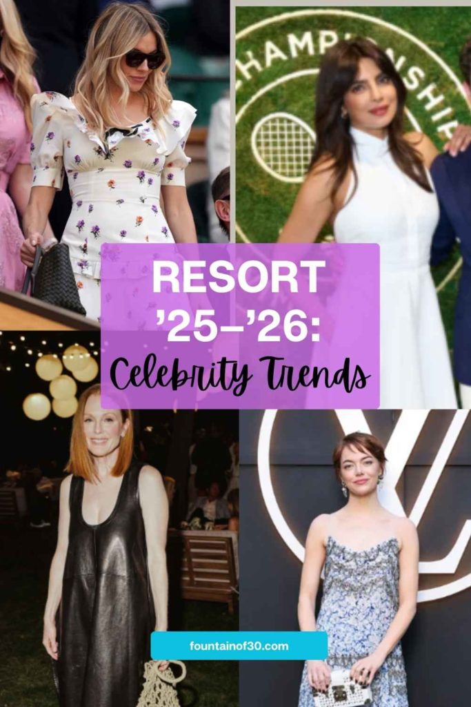 Celebrities are redefining resort '25-'26 with polished whites, romantic florals, luxe leather & modern lace. 