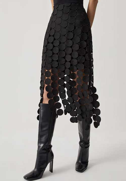 Commense Laser Cut Multi Circle Double Layered Skirt, $58