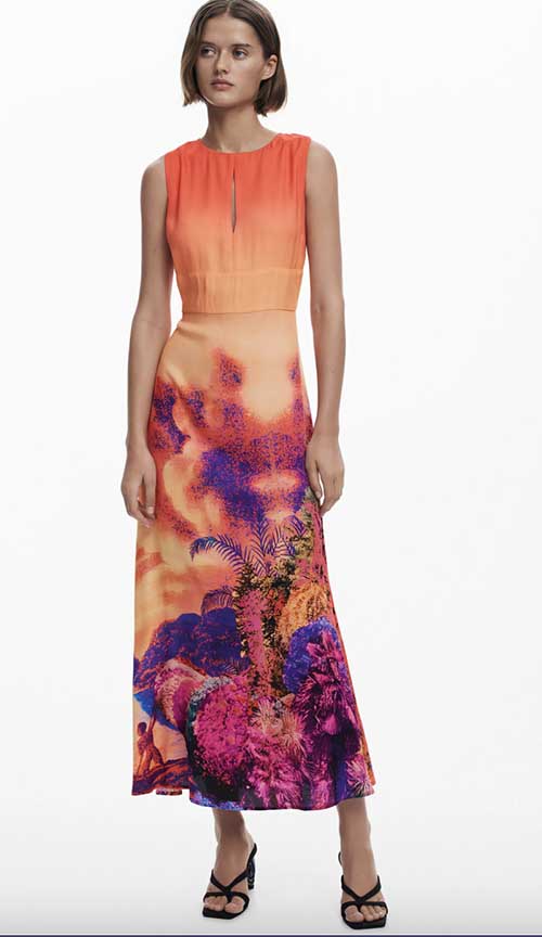 summer festival fashion for women over 50 watercolor print dress