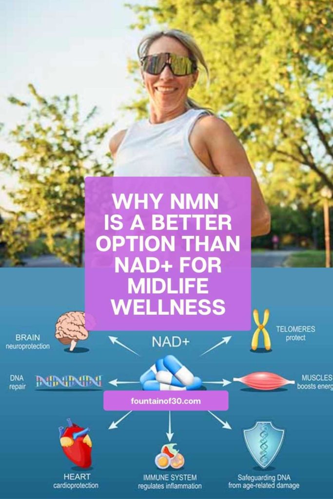 Discover why NMN is a better supplement than NAD+ for midlife wellness. fountainof30