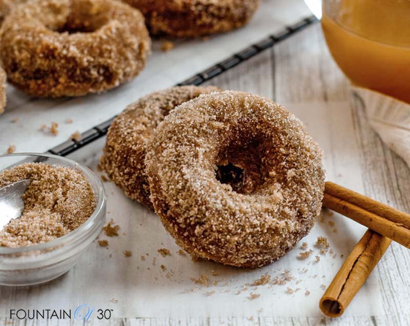 Baked Apple Cider Donuts cinnamon sugar coating fountainof30