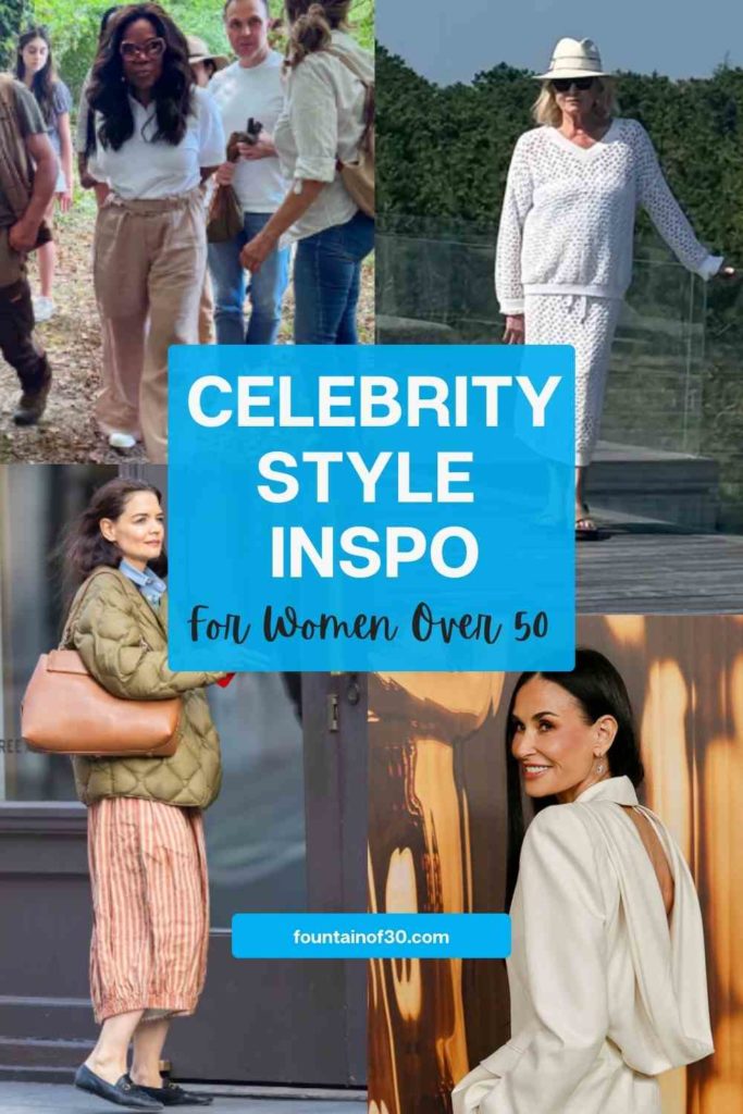 Get inspired by Demi Moore, Anne Hathaway, Oprah & Martha Stewart! These fall outfit ideas prove transitional dressing can be polished and playful. #FallWardrobe #CelebStyle #FallOutfits2025 #Over40Fashion #CelebrityInspired