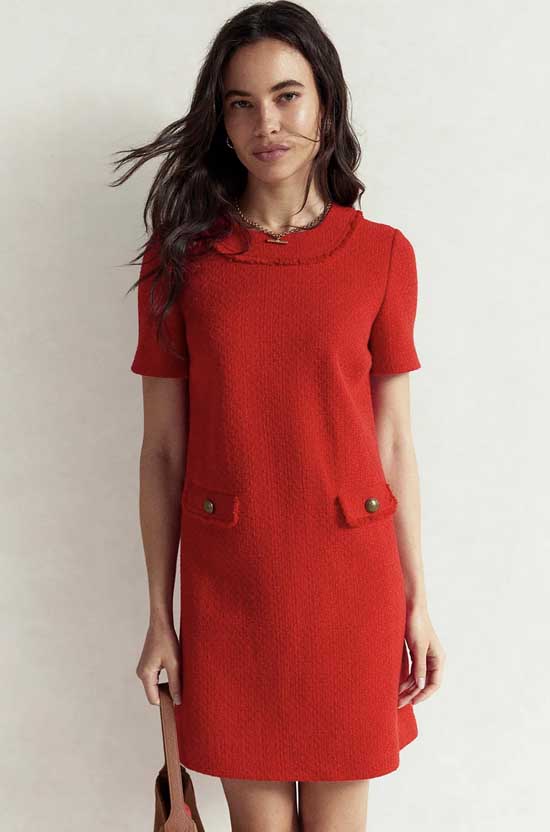 Boden Evita Cotton Shift Dress Poppy Red