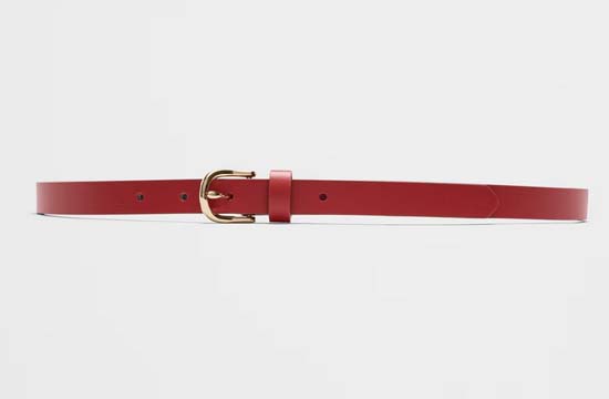cherry red Leather Red Skinny Belt fountainof30