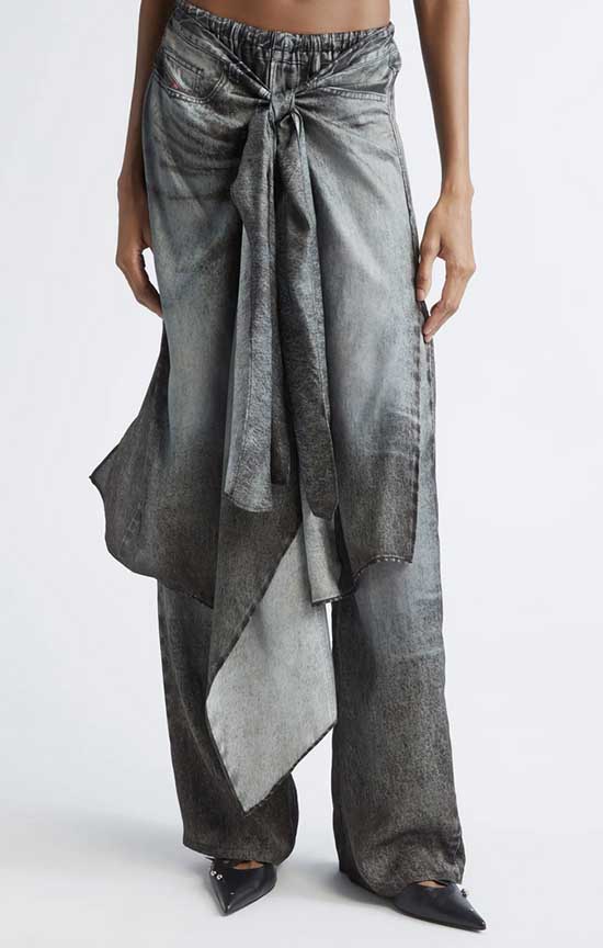 DIESEL® P-Aloma Trompe l'Oeil Skirt Pants