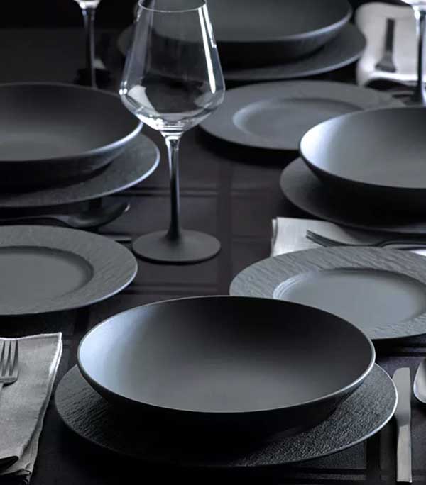 black. Villeroy & Boch Manufacture Rock 12-Piece Dinnerware Set