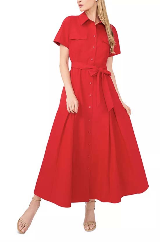 cherry red Ted Baker Shirt Dress with Self Belt