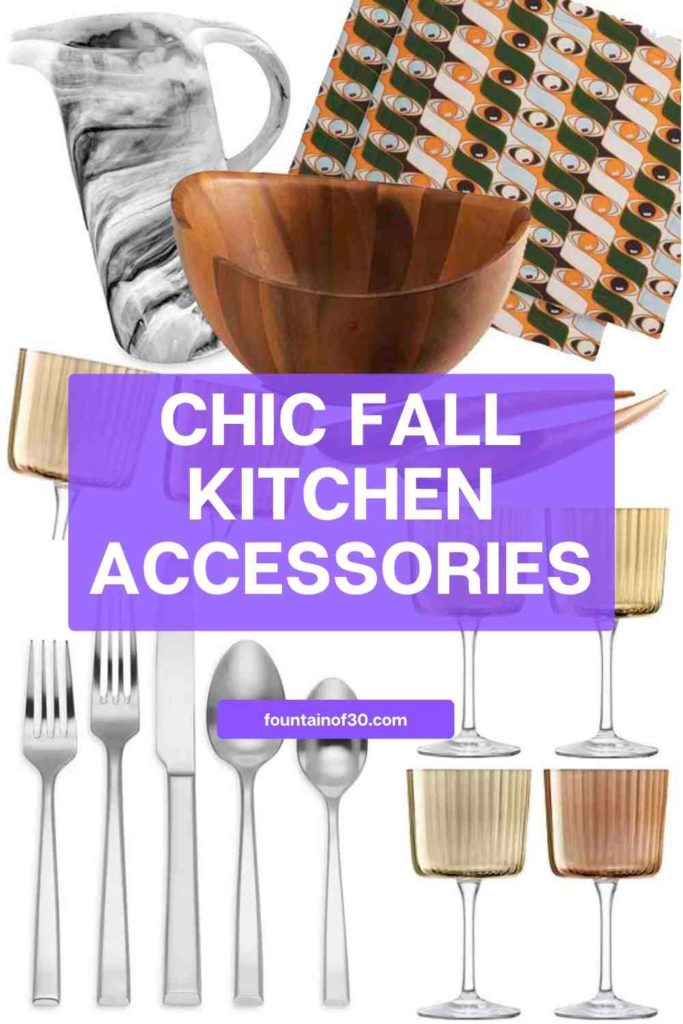 Give your kitchen a cozy fall update! Discover chic and functional accessories — wooden bowls, black dinnerware, amber wine glasses & more to refresh your space.