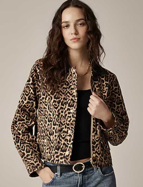 leopard print canvas jacket