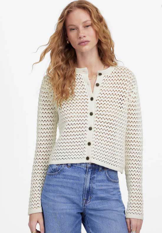 cream open weave cardigan sweater fountainof30