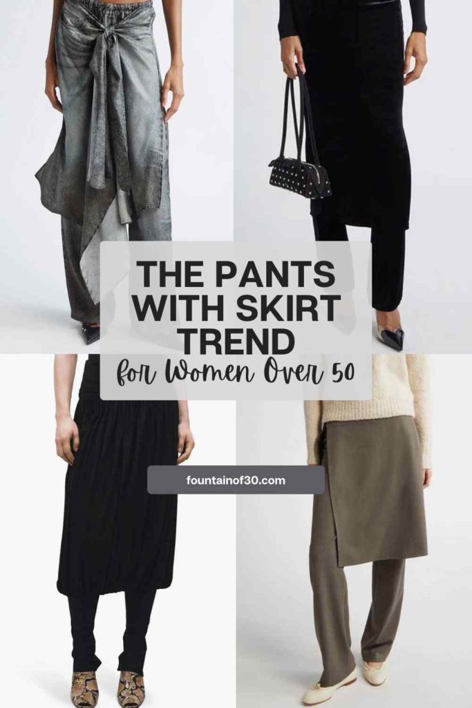 The pants-with-skirt trend is perfect for women over 50—flattering, versatile, and totally on-trend for Fall 2025.