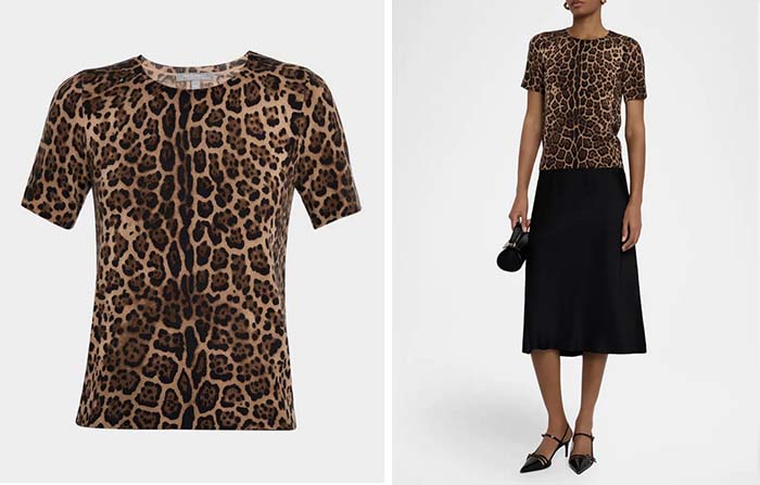Neiman Marcus Cashmere Collection Jaguar-Print Crewneck