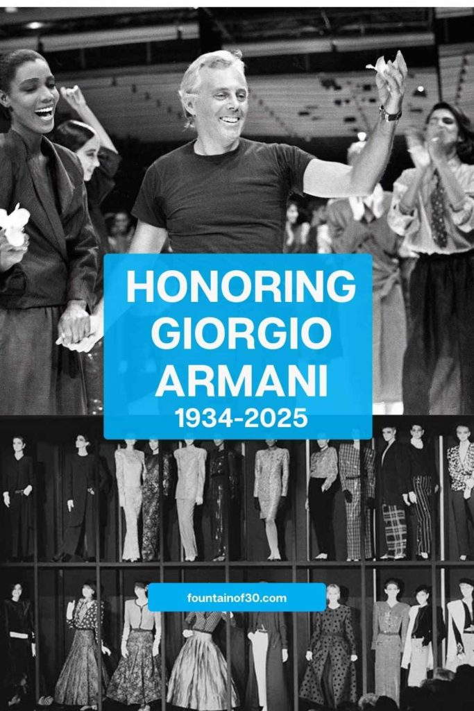 Honoring Giorgio Armani: the man who made understated fashion the ultimate in luxury and elegance. #FashionLegend #GiorgioArmani #ClassicStyle #FashionOver50 #StyleIcons
