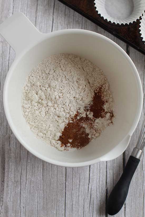 Pumpkin Streusel Muffins mixing dry ingredients
