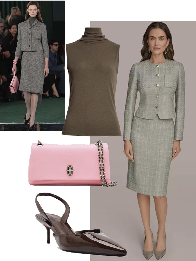 Gucci Tweed Midi Skirt Suit look for less fountainof30