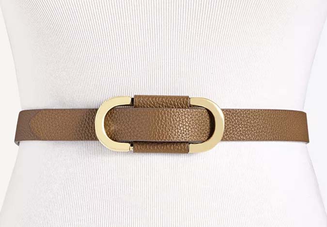 Macy’s On 34th Pull-Through Skinny Belt tan fountainof30