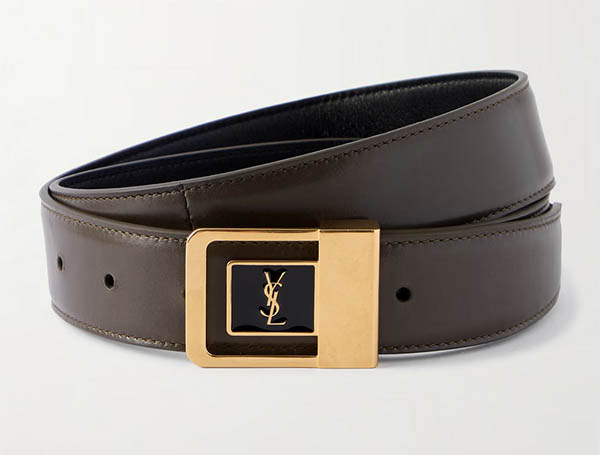 wide Saint Laurent Leather Belt in brown