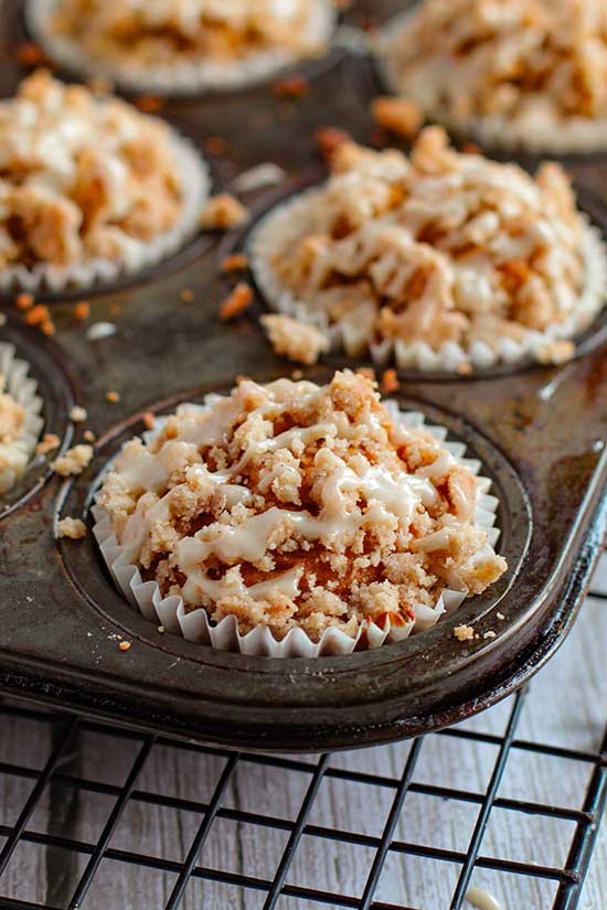 Pumpkin Streusel Muffins with Maple Glaze