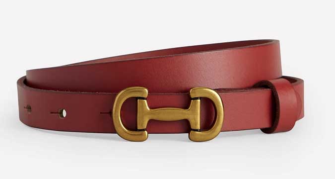 Boden Iris Skinny Snaffle Trim Belt Red