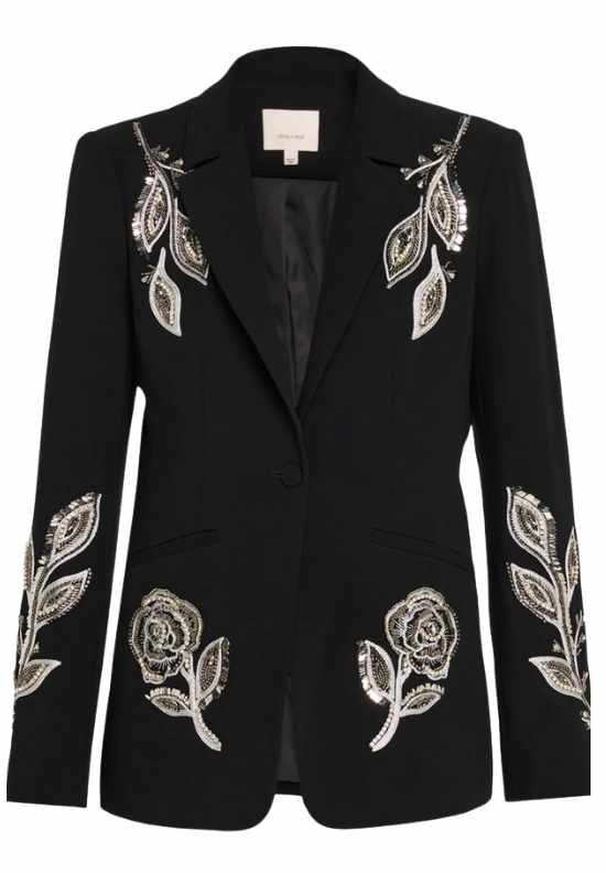 Karlie Beaded Paisley Blazer black embellished blazers fountainof30