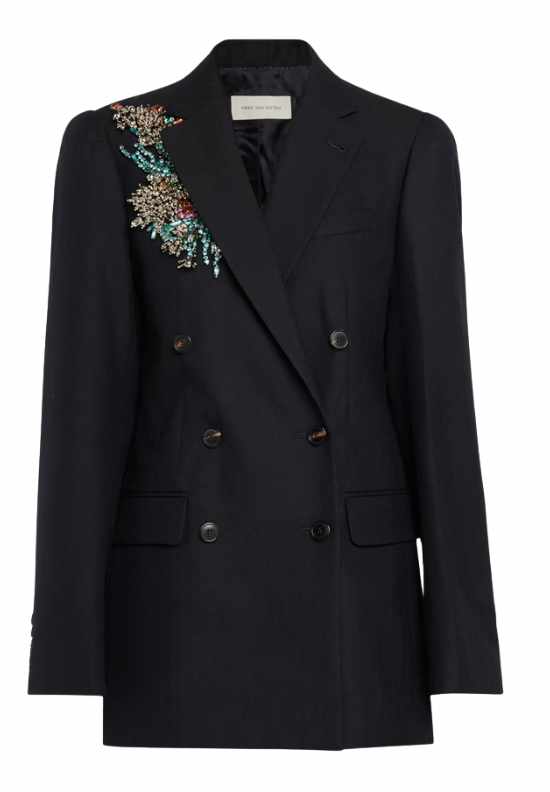 Dries Van Noten Bafy Embellished Double-Breasted Blazer Jacket