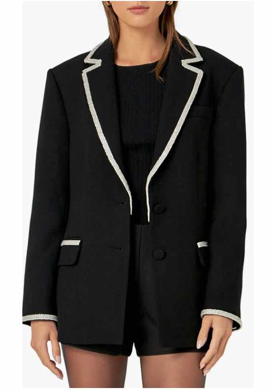 English Factory Rhinestone Trim Jacket