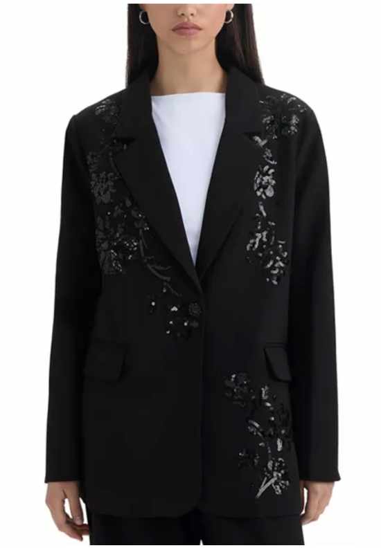 NVLT Sequin Blazer black embellished blazers fountainof30