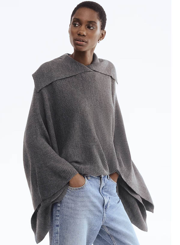 H&M Rib-Knit Cape with collar