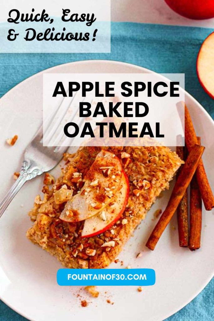Warm spices, tender apples and cozy morning vibes—this apple-spice baked oatmeal is fall perfection #bakedoatmeal #fallrecipes #healthybreakfast #glutenfree #vegan