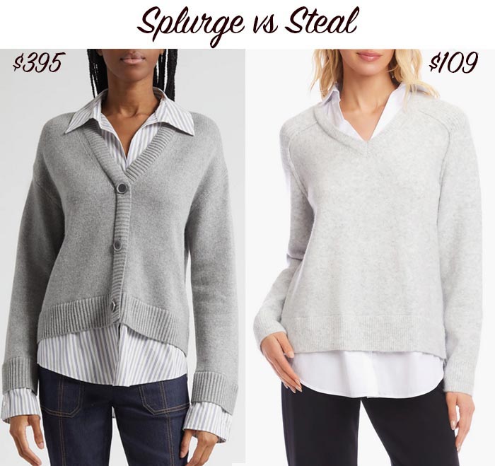 Grey Sweater with Shirt splurge or steal fountainof30