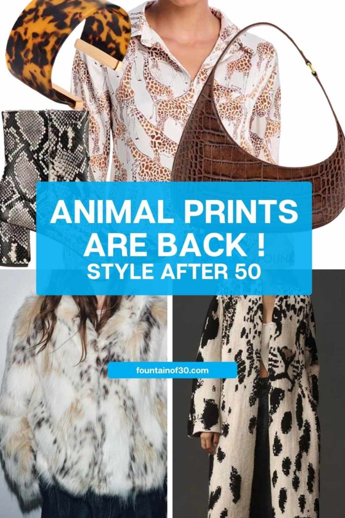 Animal prints are back in a big way! See our favorite chic ways to style leopard, lynx, and croc for fall 2025. #FashionOver50 #FallStyle #LeopardPrint #ZebraPrint #FountainOf30