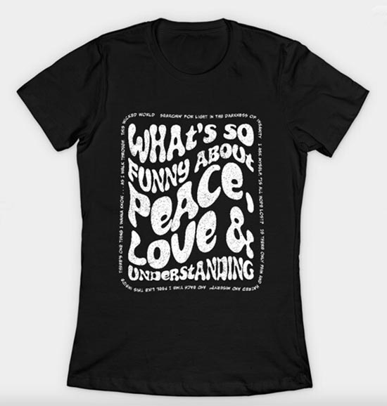 black peace love and understanding tshirt