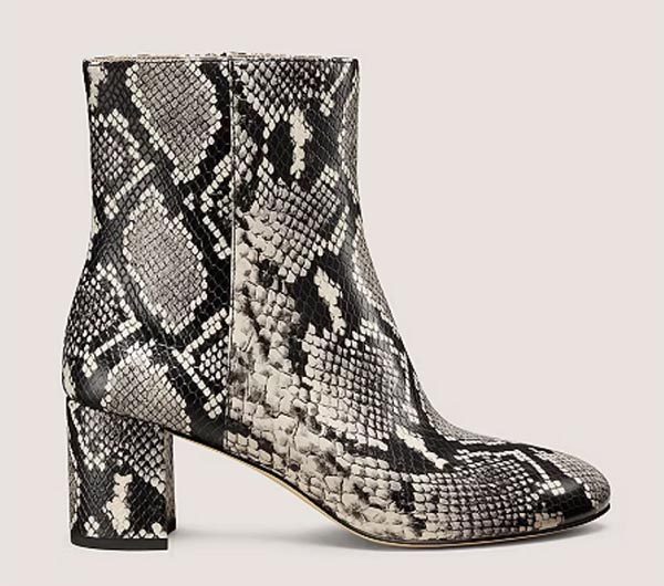 Start Weitzman Wynn Zip Bootie Python Print