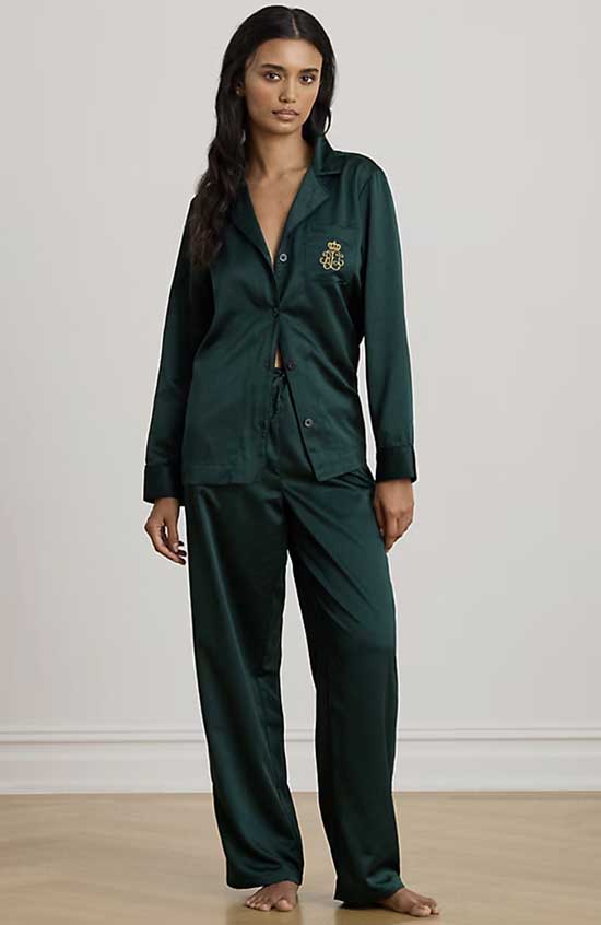 Lauren Ralph Lauren Satin Sleep Set green
