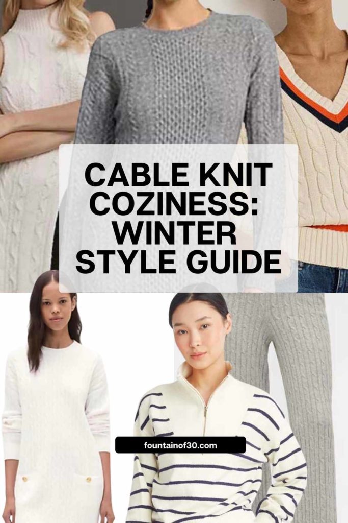 Cable knit is getting a fresh update for Winter 2026. From sweaterdresses to wide-leg pants, these cozy styles feel timeless yet modern. #cableknit #winterfashion #cozystyle