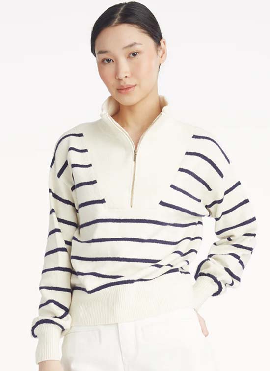Striped Quarter Zip Sweater fountainof30