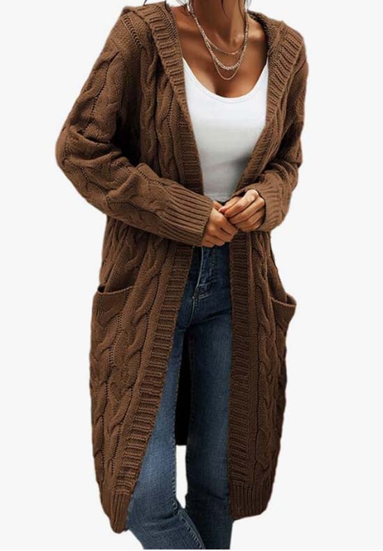 Women's Cable Knit Long Sleeve Sweater Cardigan