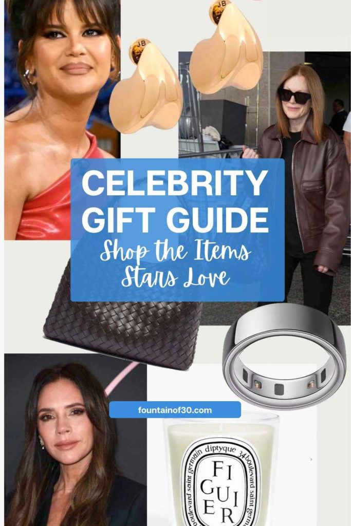 Want to give gifts celebrities actually use? Shop Gwyneth Paltrow’s Oura Ring, Jenny Bird earrings worn by Maren Morris, Victoria Beckham’s favorite Diptyque candle, and more star-approved gifts. #CelebrityStyle #HolidayGiftGuide #LuxuryGifts