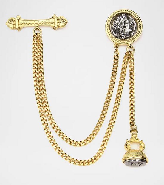 Ben-Amun Double Chain Coin Brooch