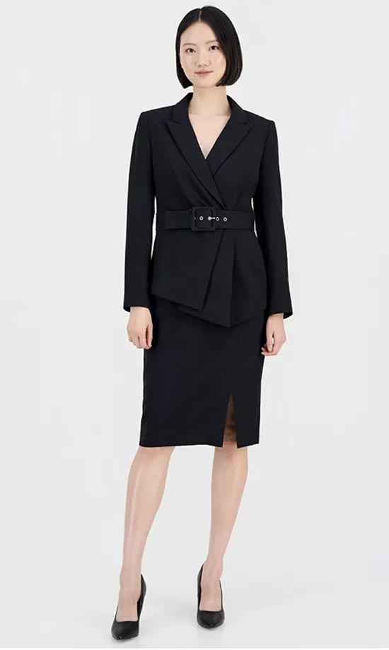 midi skirt fitted blazer suit trend fountainof30