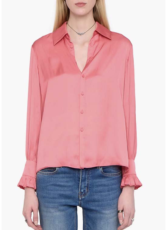 Zadig & Voltaire Thely Satin Shirt in Tea Rose