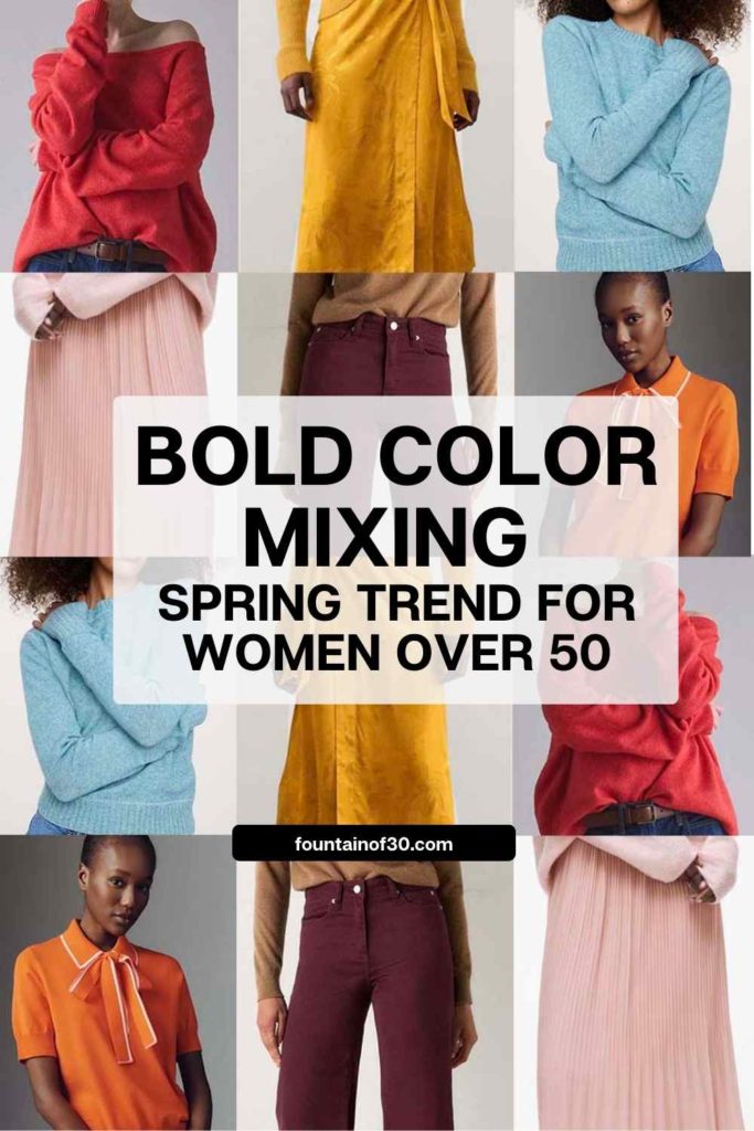 Bold color mixing is one of spring’s most joyful fashion trends. See how women over 50 can wear bright colors, pastels, and statement pieces with confidence and ease. #springfashion #over50style #colorblocking #boldfashion