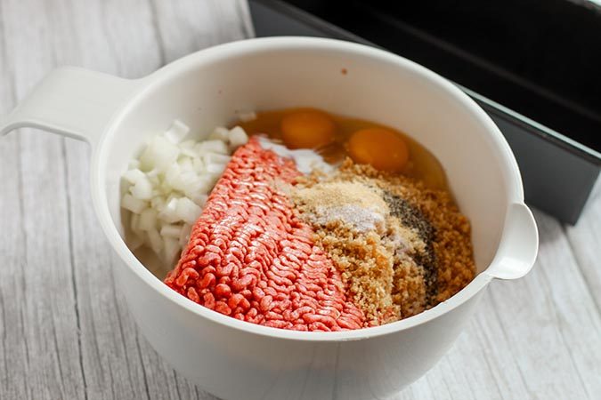 classic meatloaf ingredients in a bowl
