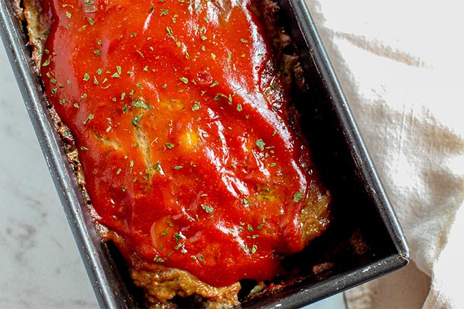 meatloaf in pan after baking